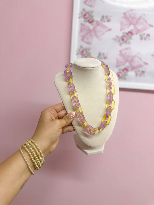 Purple & Yellow Acrylic Chain Necklace