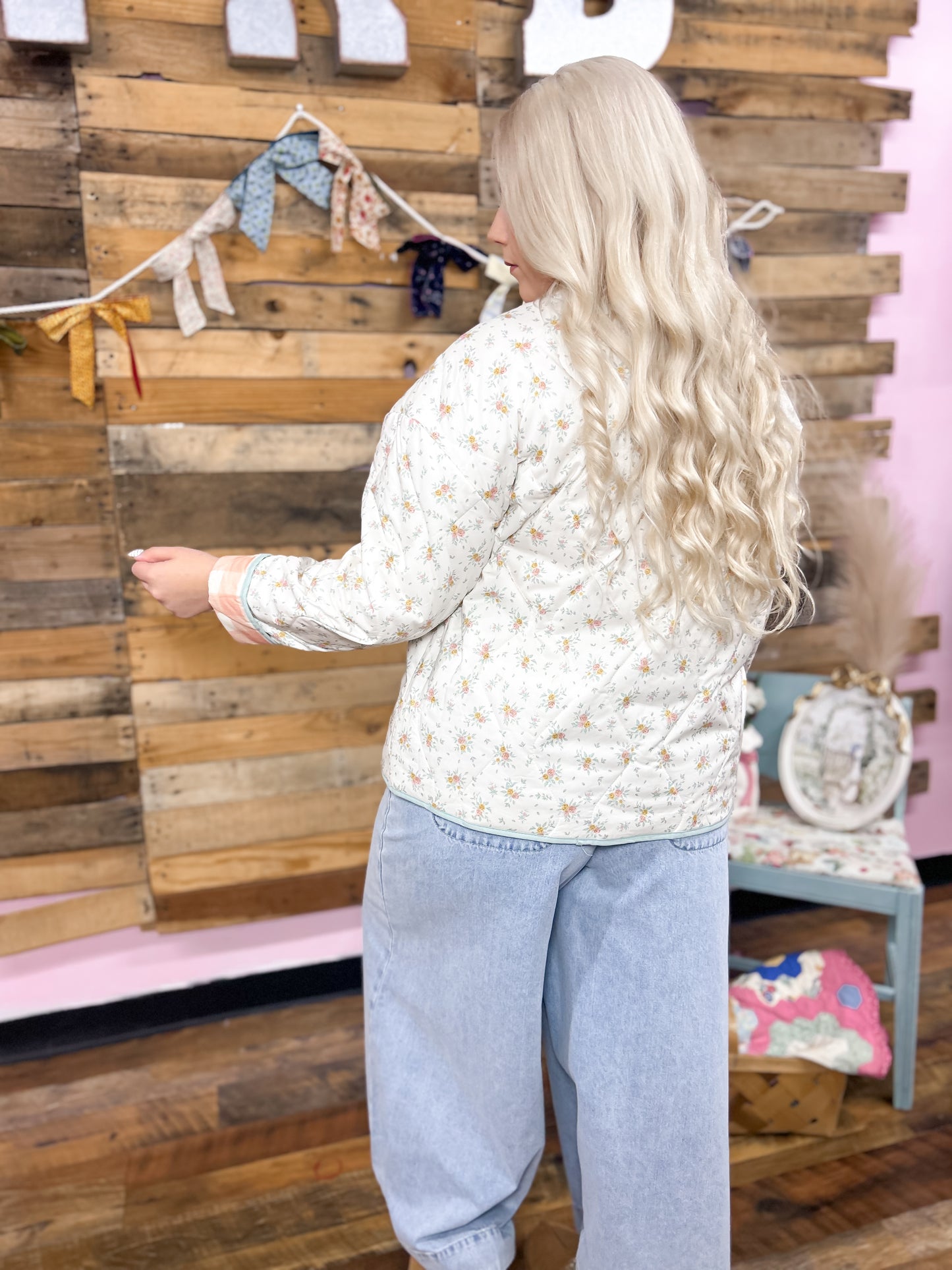 Prairie Rose Gingham Button Coat