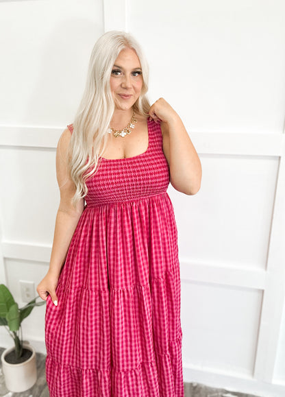 Strawberry Sweetheart Gingham Maxi