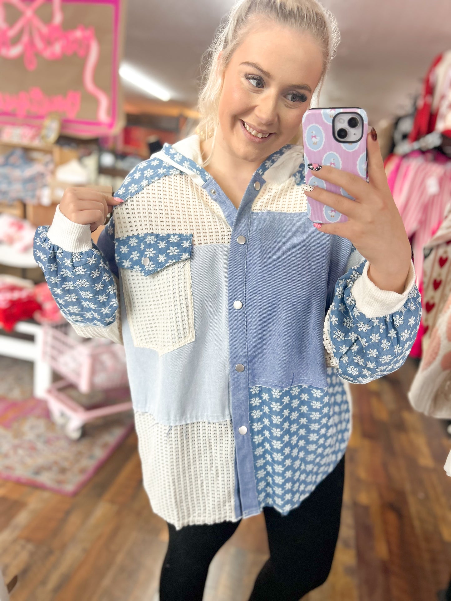 Denim Floral Patchwork Jacket