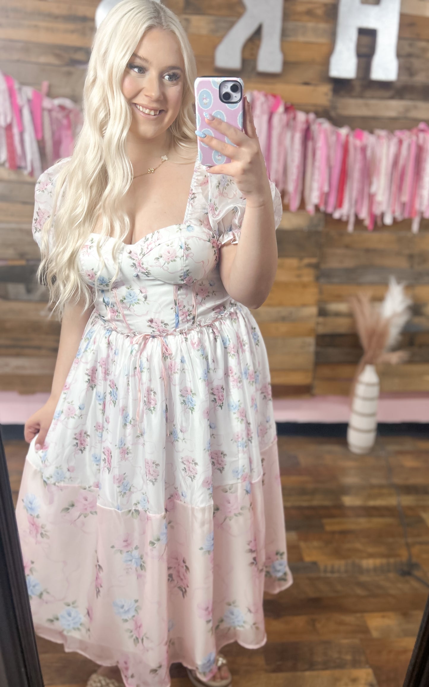 Whimsical Floral Coquette Maxi