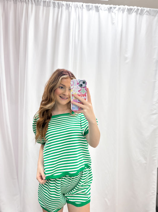Green Striped Trim Set