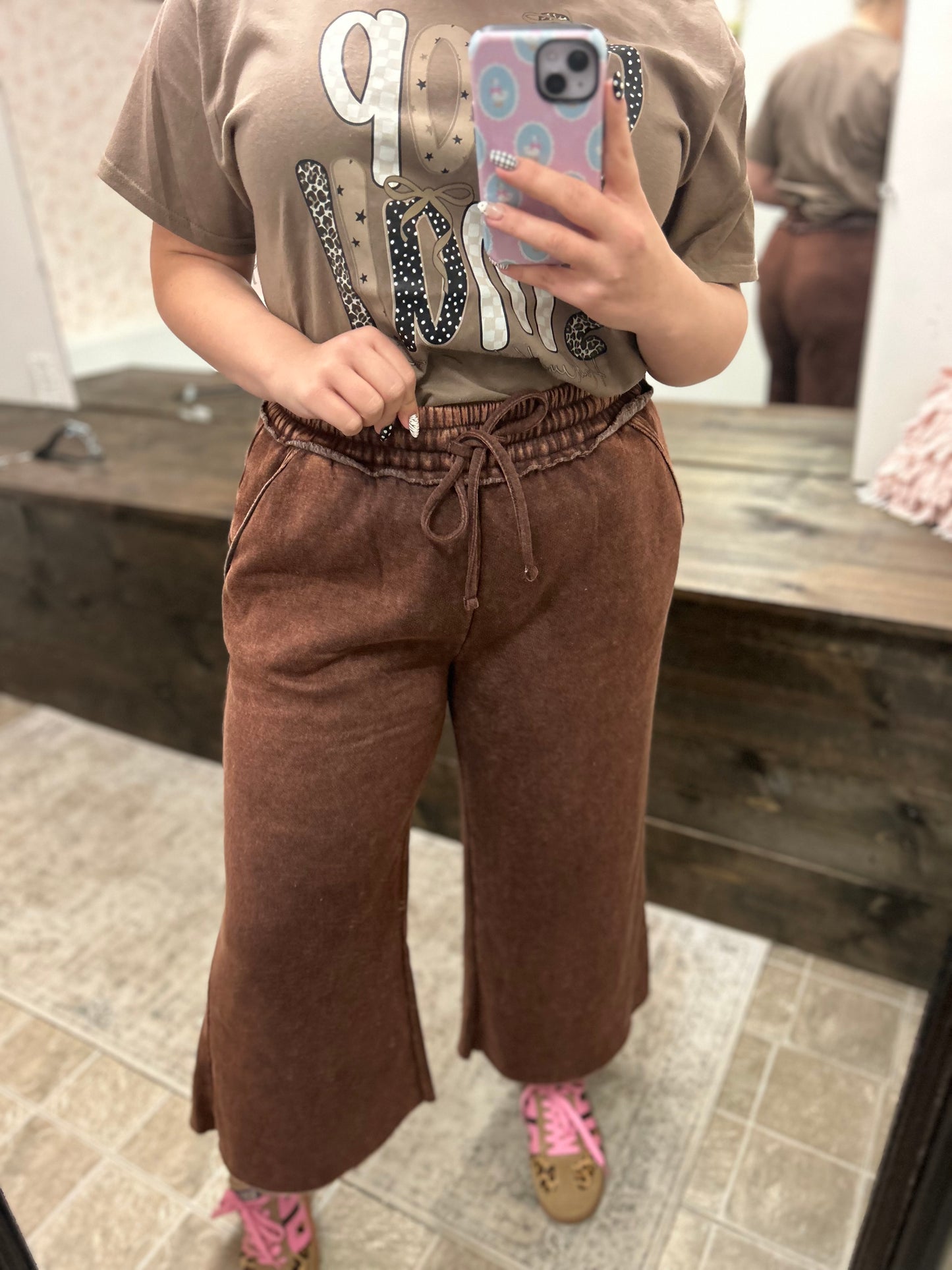 Zenana Fleece Acid Wash Sweatpants