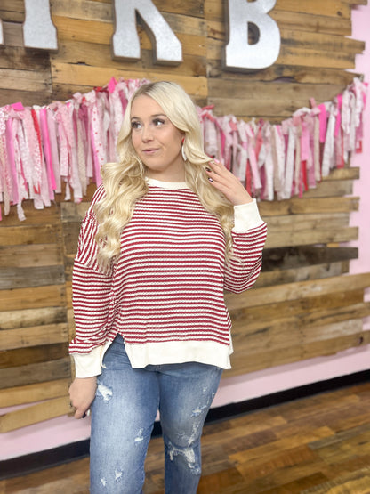 Sweetheart Striped Knit Top