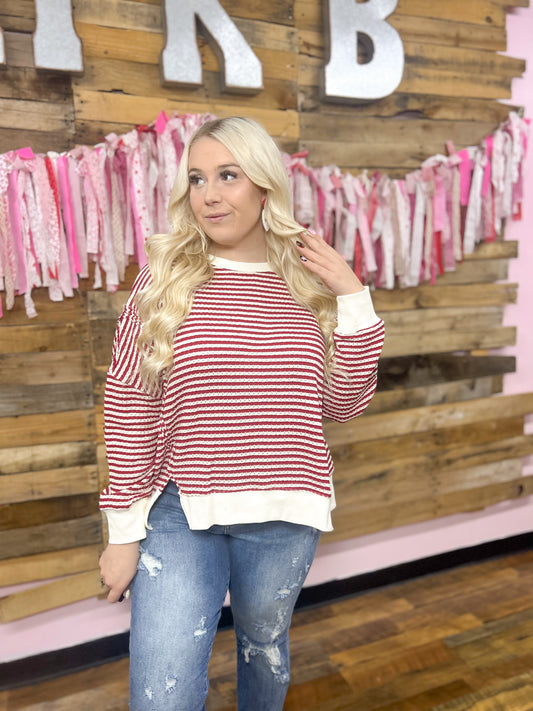 Sweetheart Striped Knit Top