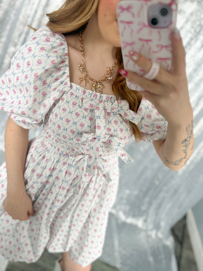 Pink Floral Coquette Bubble Dress