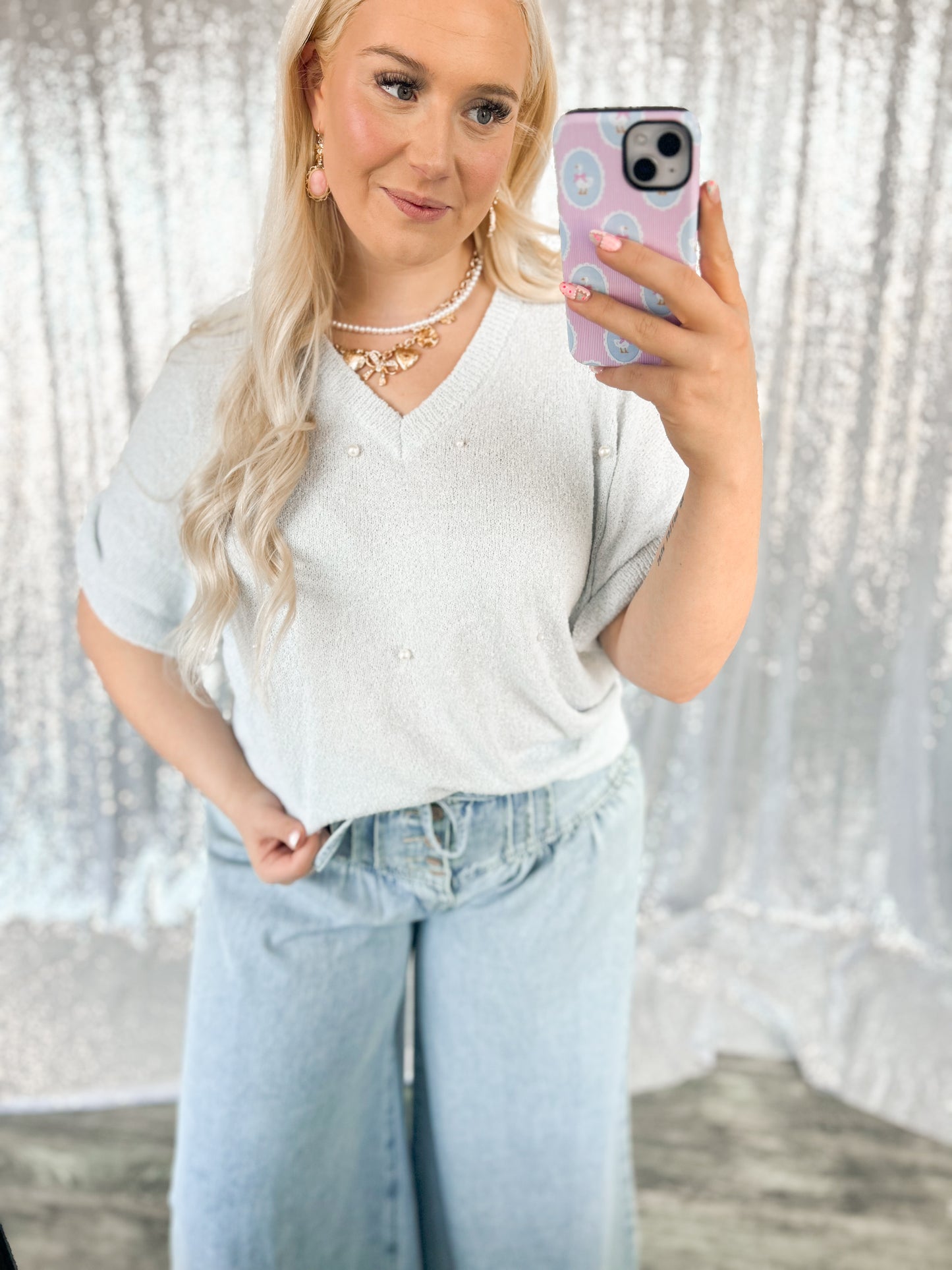 Blue Belle Pearl Top