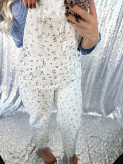Blue Ditzy Floral Denim Overalls