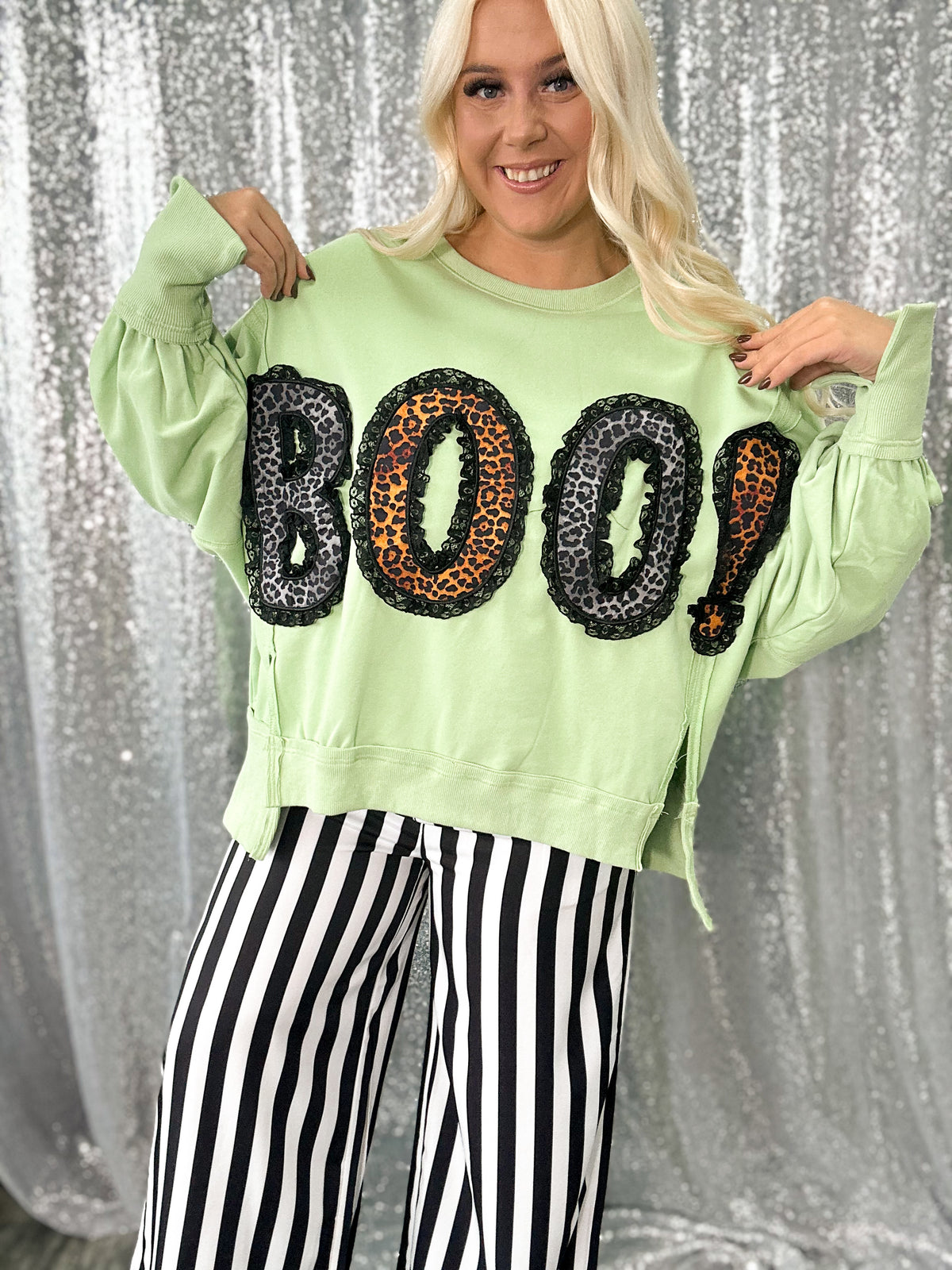 {BOO} Oversized Patchwork Crewneck