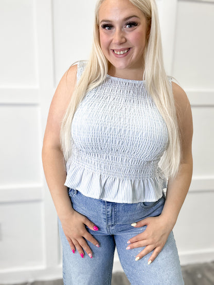 Pinstripe Smocked Top