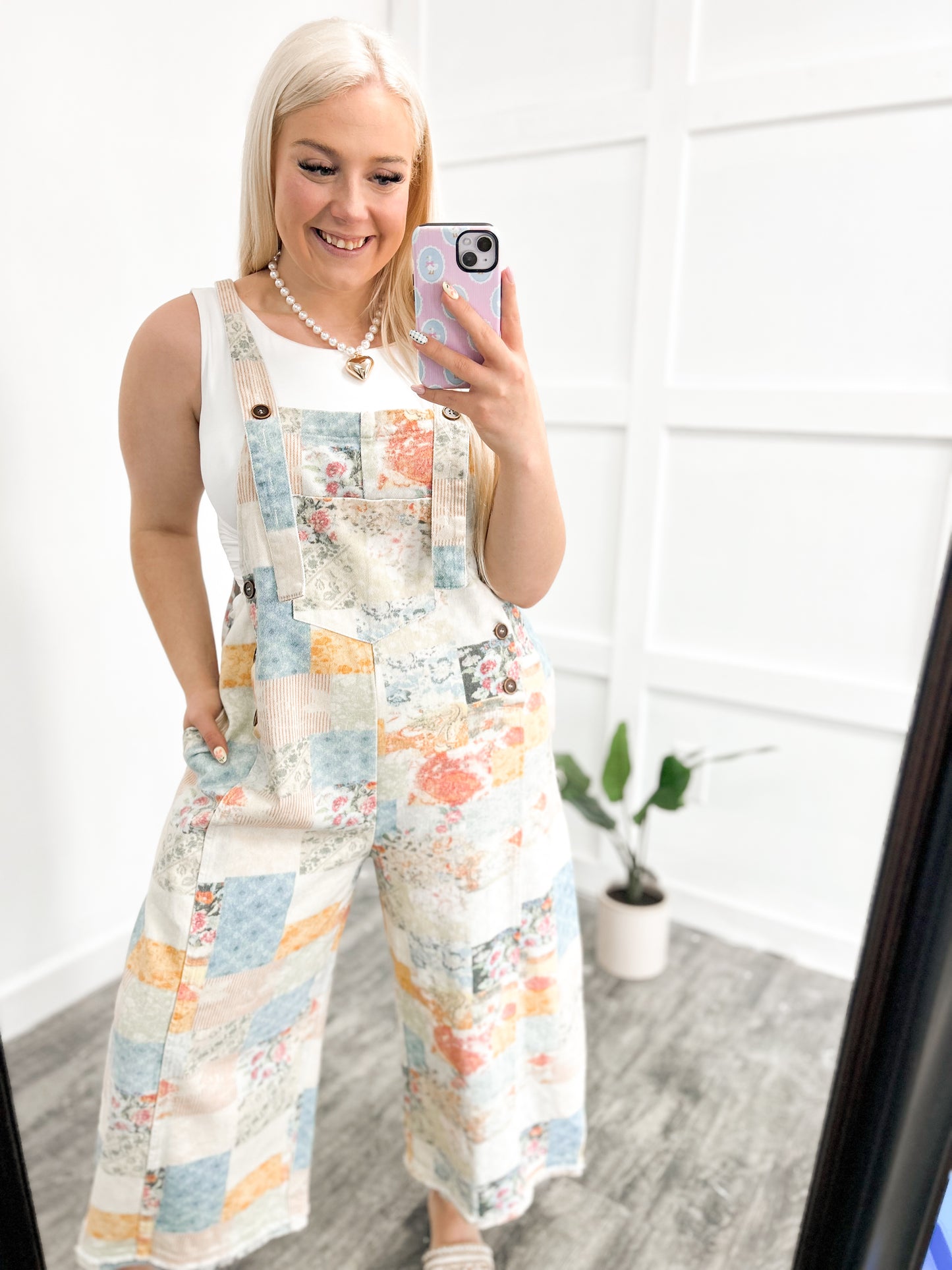 Denim Patchwork Overalls