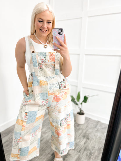 Denim Patchwork Overalls