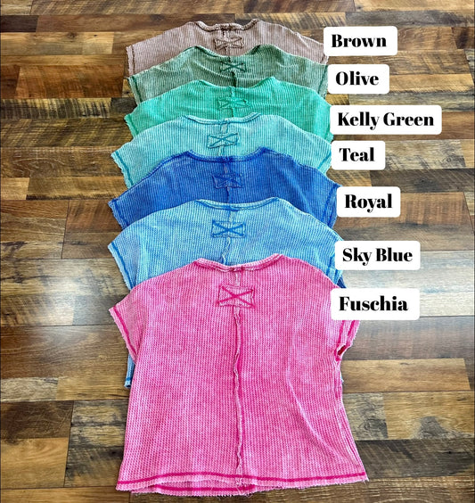 Acid Wash Waffle Tops