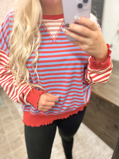 Sydney Striped Oversized Colorblock Top