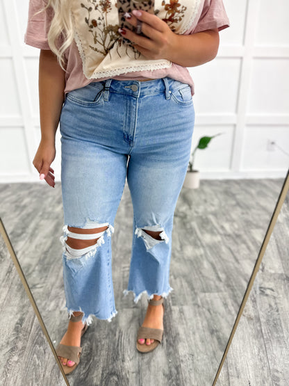 Mica Medium Vintage High Rise Crop Flare Denim
