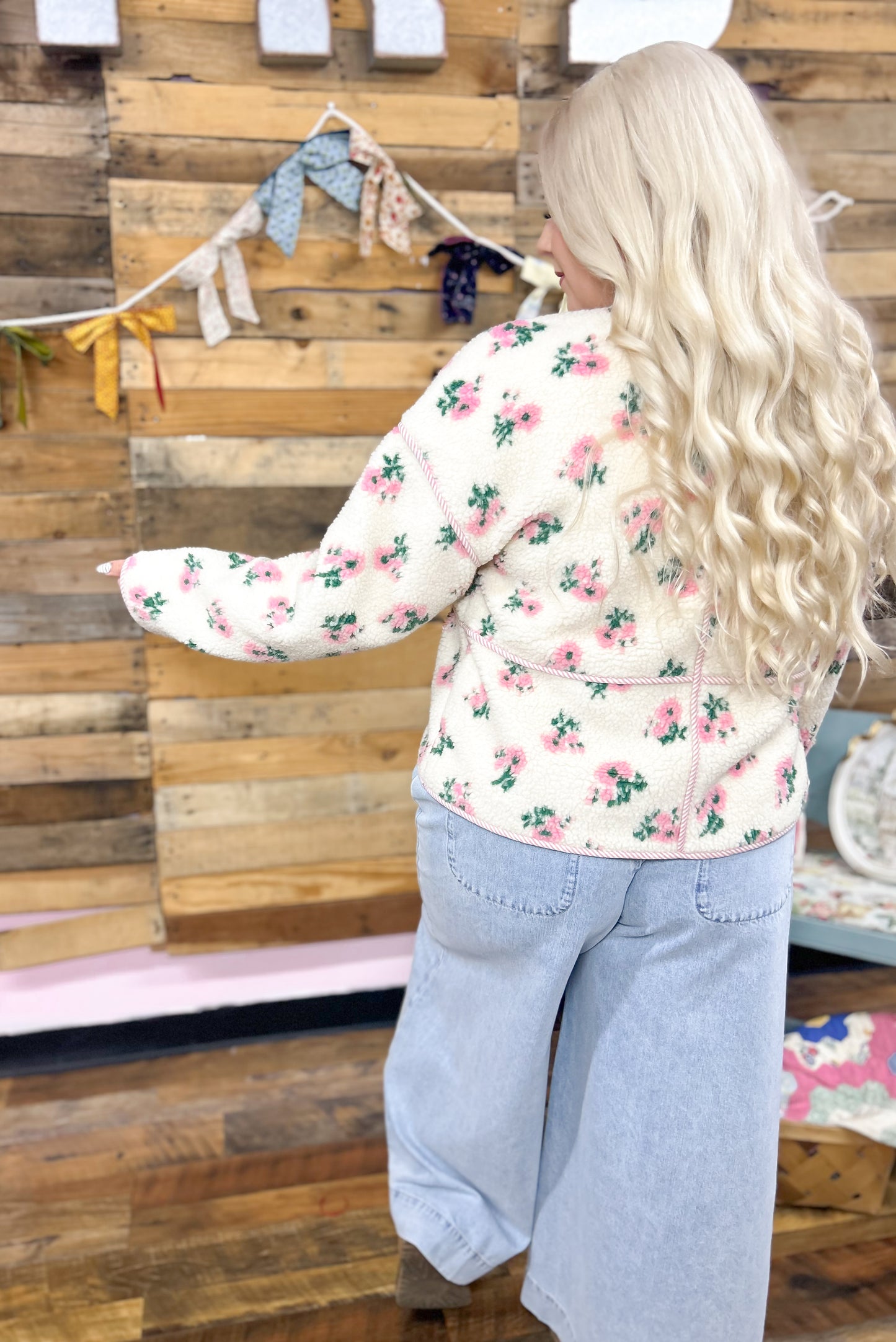 Rosebud Ribbon Sherpa Coat