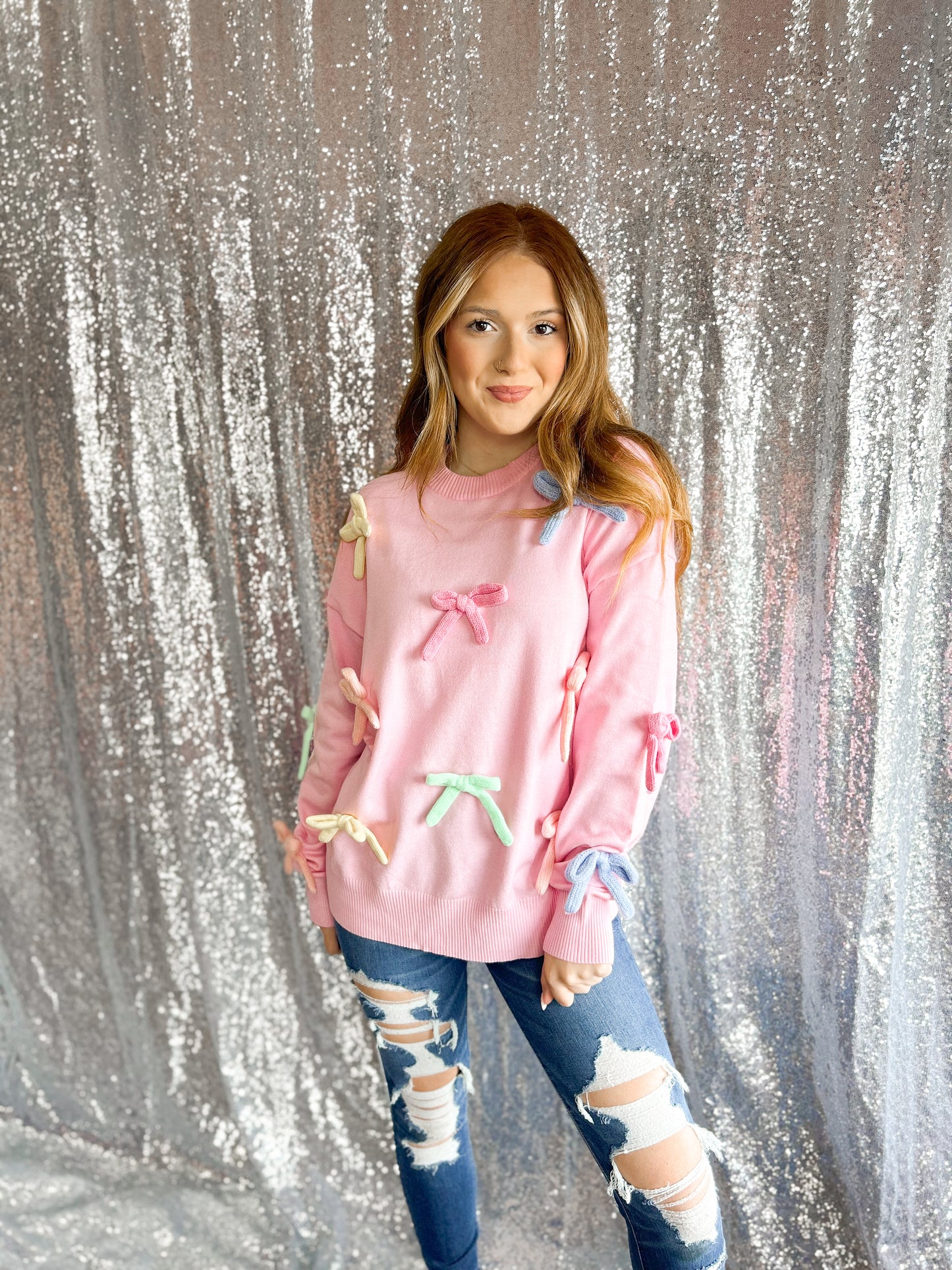 Pink Multi Bow Sweater