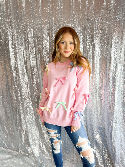 Pink Multi Bow Sweater