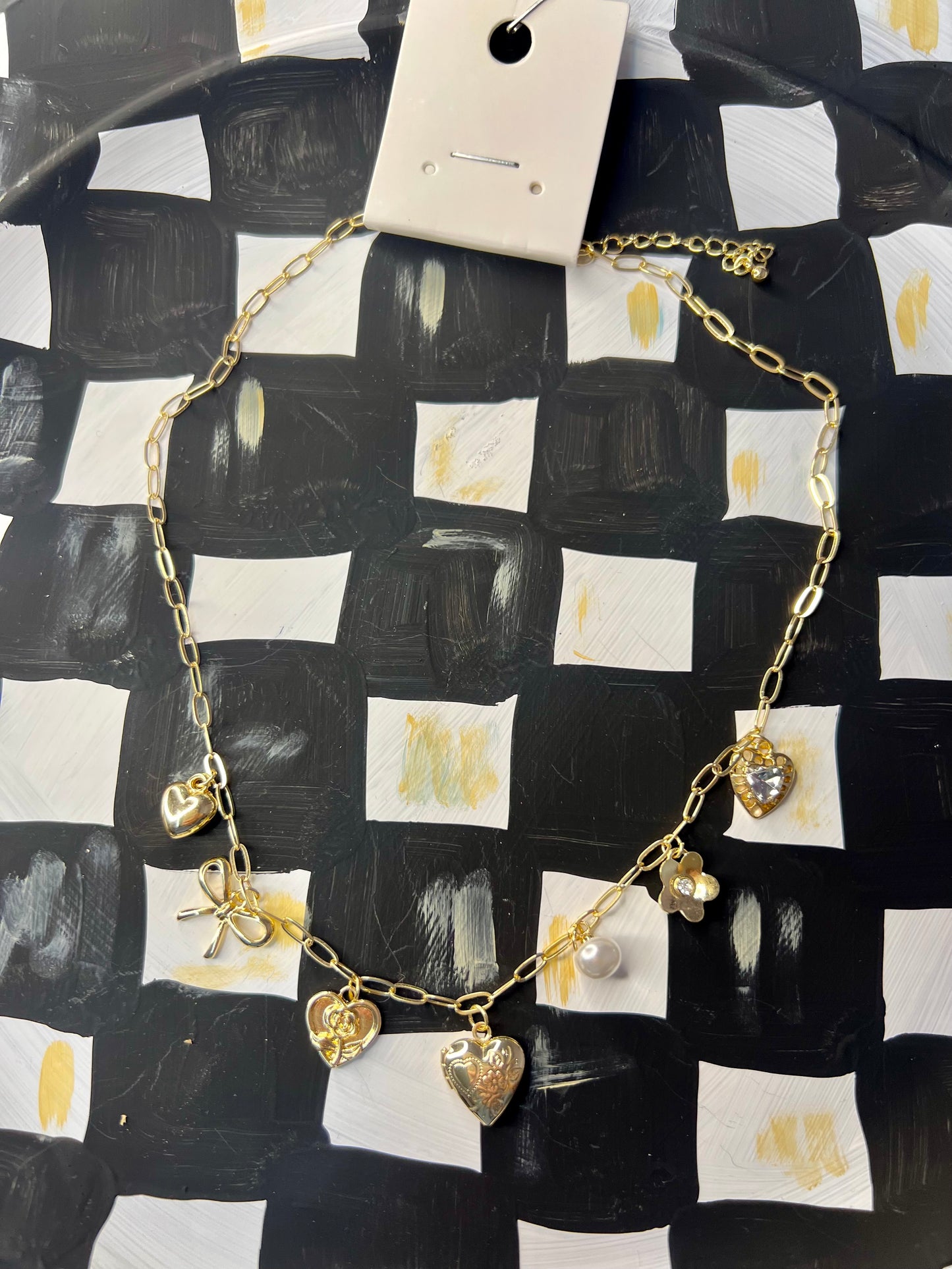 Gold Link Chain Charm Necklace