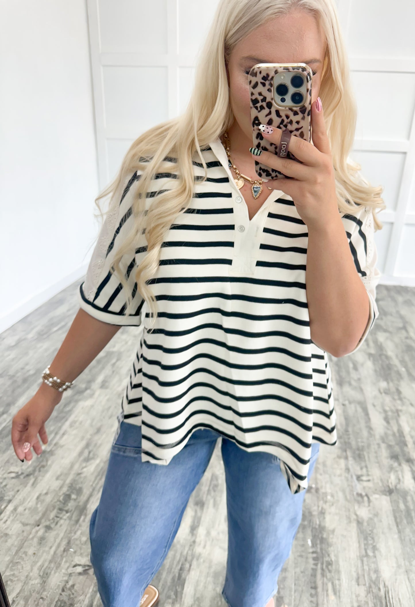 Black Striped Oversized Top