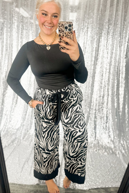 Zebra Satin Bow Pants