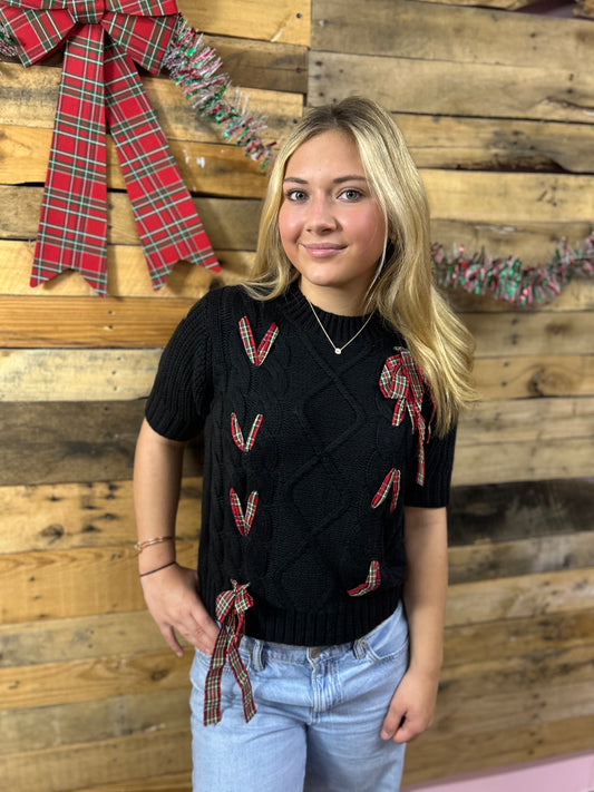 Plaid Tidings Sweater Top