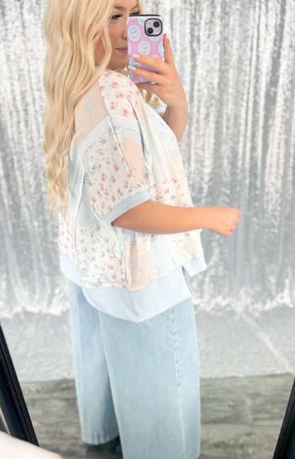 Spring Blues Patchwork Top