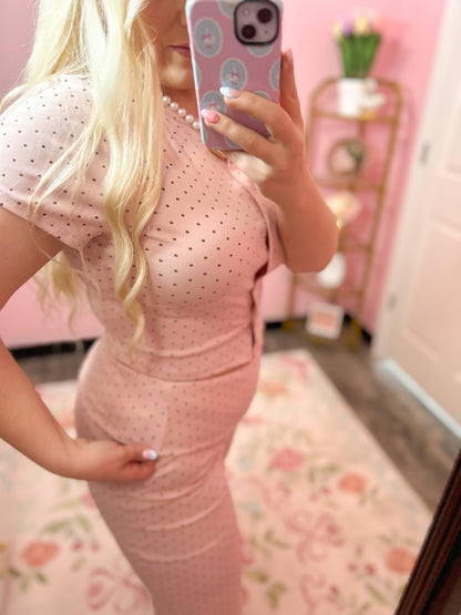 Chocalate & Pink Polka Dot Set