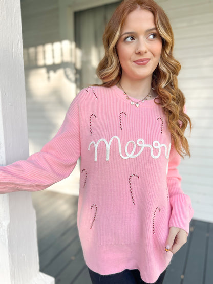 Candy Cane Lane Cursive Sweater