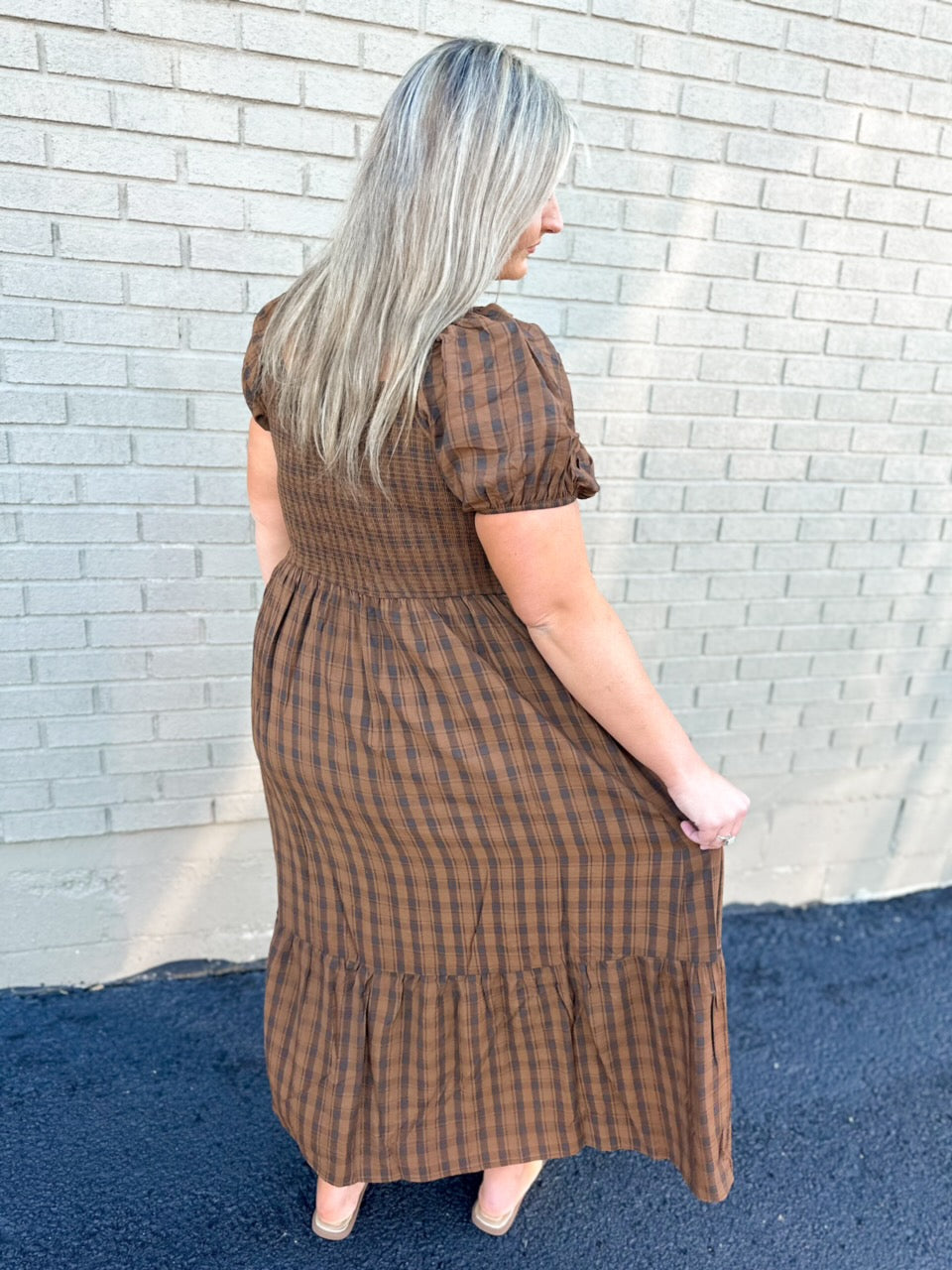 Flannel Smocked Maxi Dress