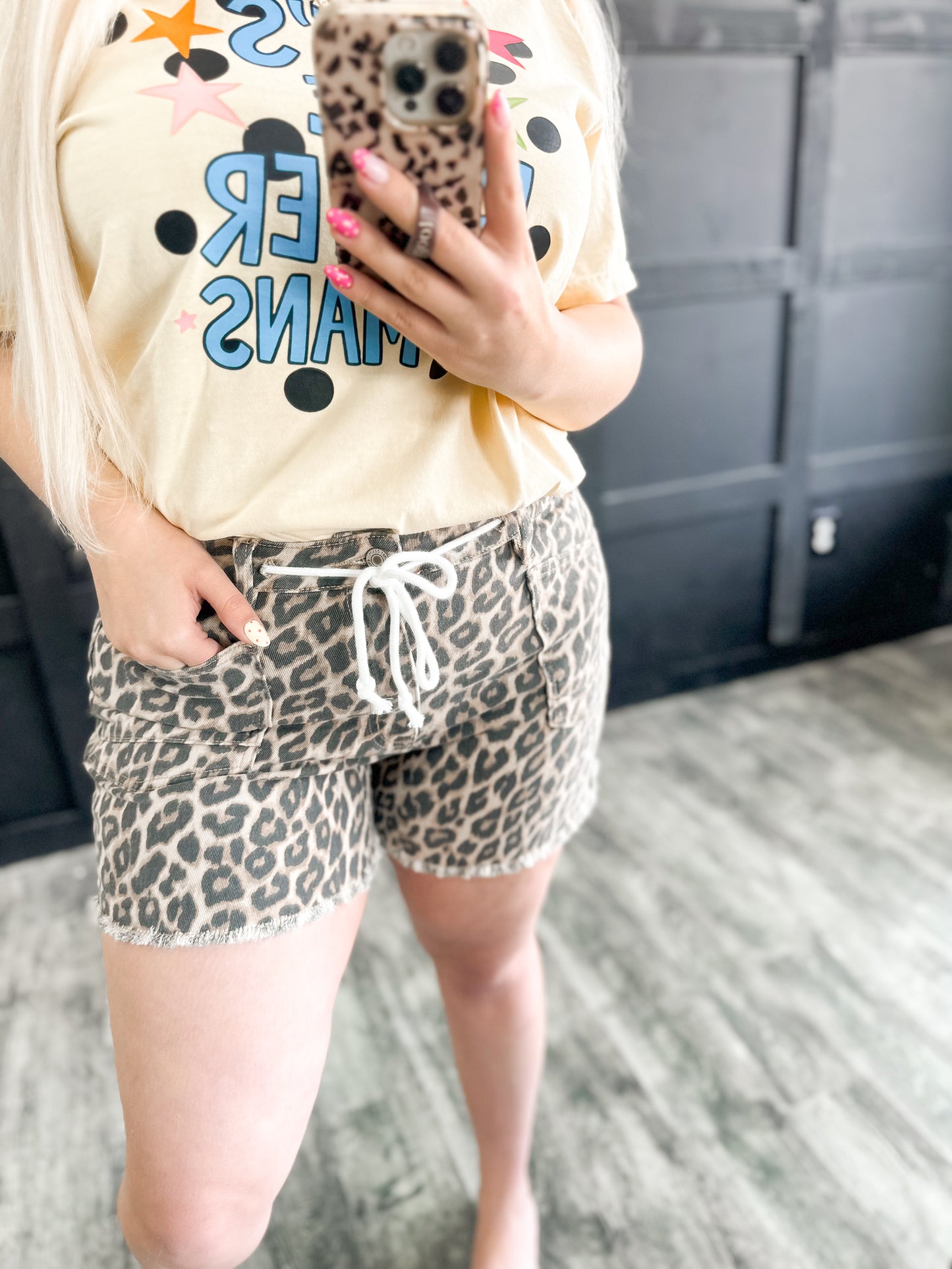 Leopard Drawstring Shorts