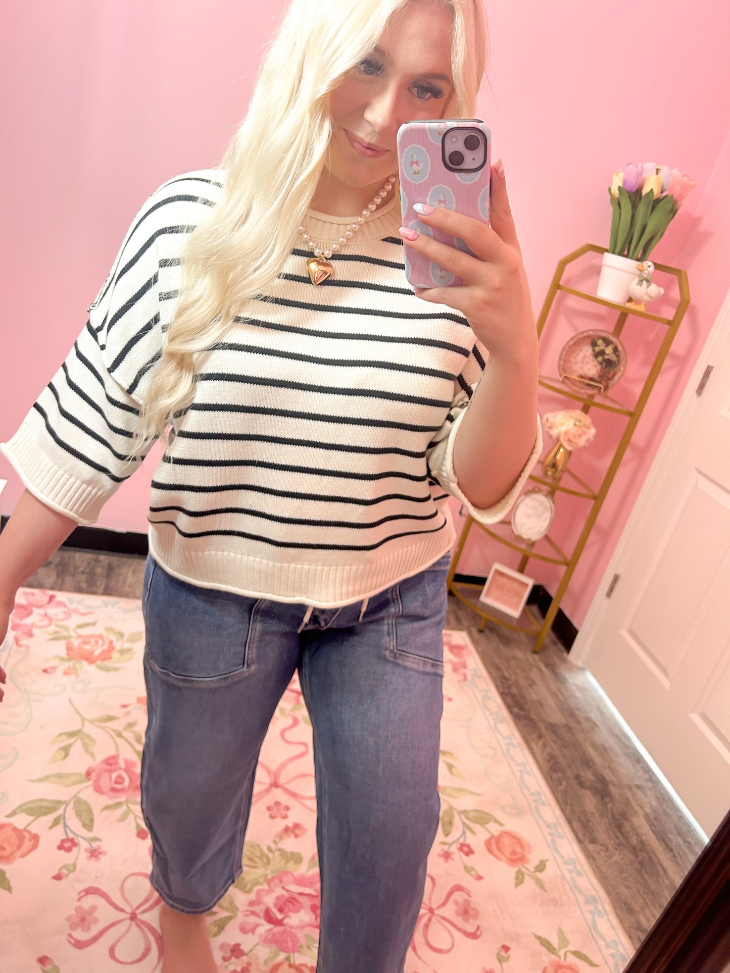 Black & White Striped Knit Top