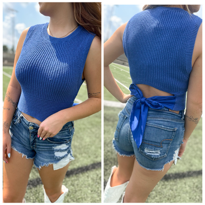 Royal Blue Knit Bow Tie Sweater Vest