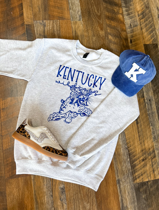 Gray Wildcat Retro Crewneck