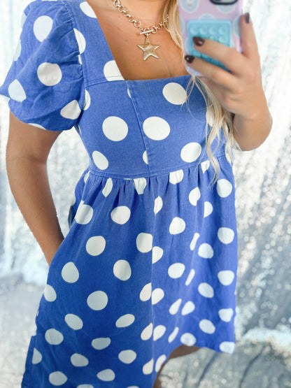 Denim Polka Dot Dress