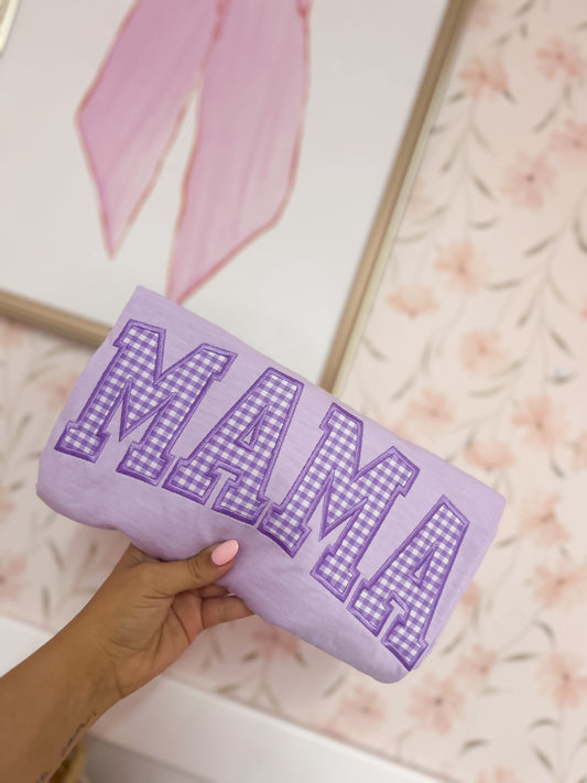 Purple Mama Gingham Appliqué Tee