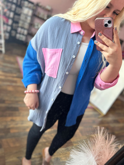 Bentley Colorblock Button Top