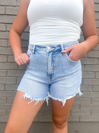 Lauren Light Wash Distressed Denim Shorts