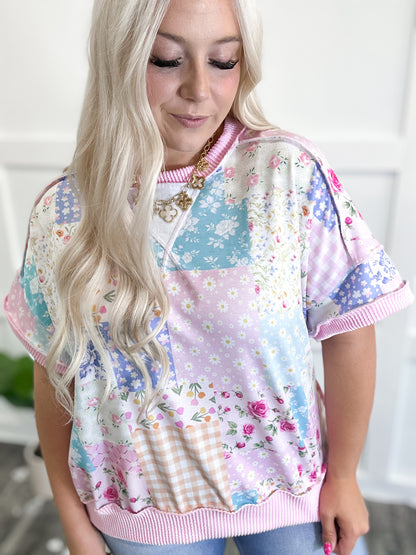Garden Patchwork Ribbed Top