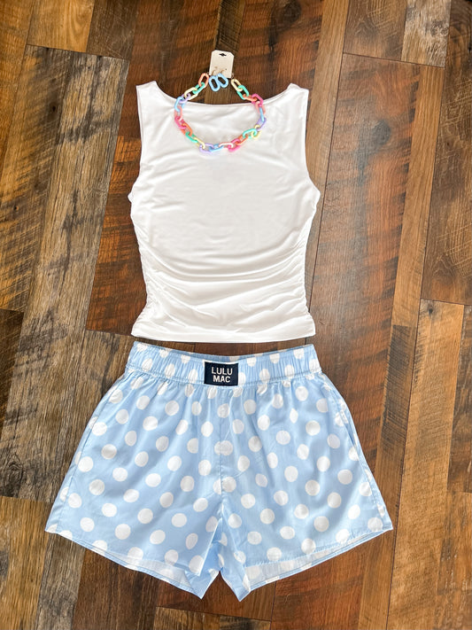 Blue Lulu Mac Polka Dot Boxer Short