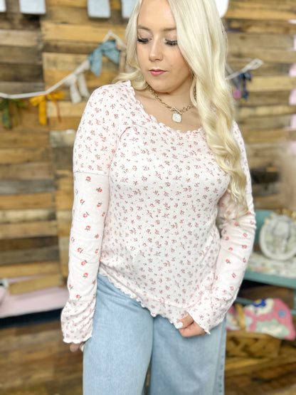 Patchwork Petals Henley Top