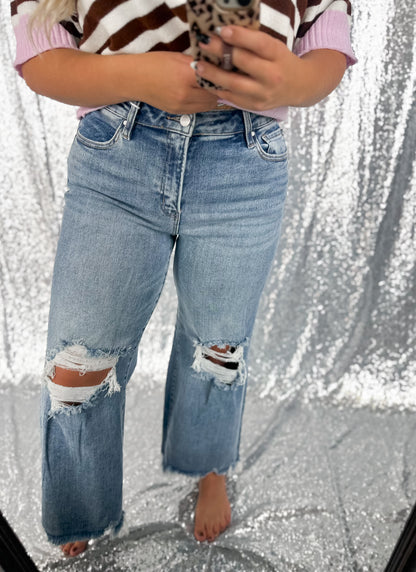 RISEN Medium Distressed Straight Denim