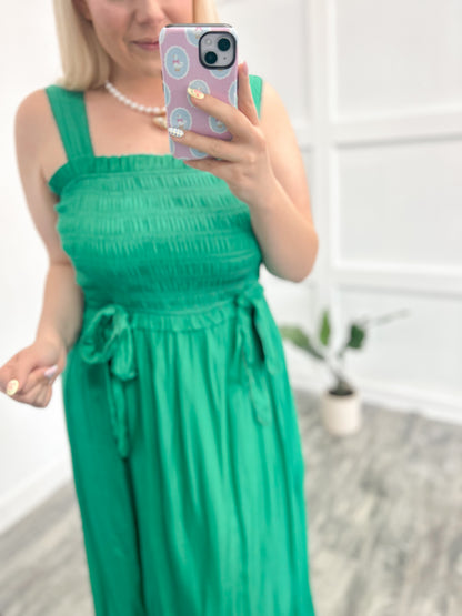 Kelly Green Smocked Maxi