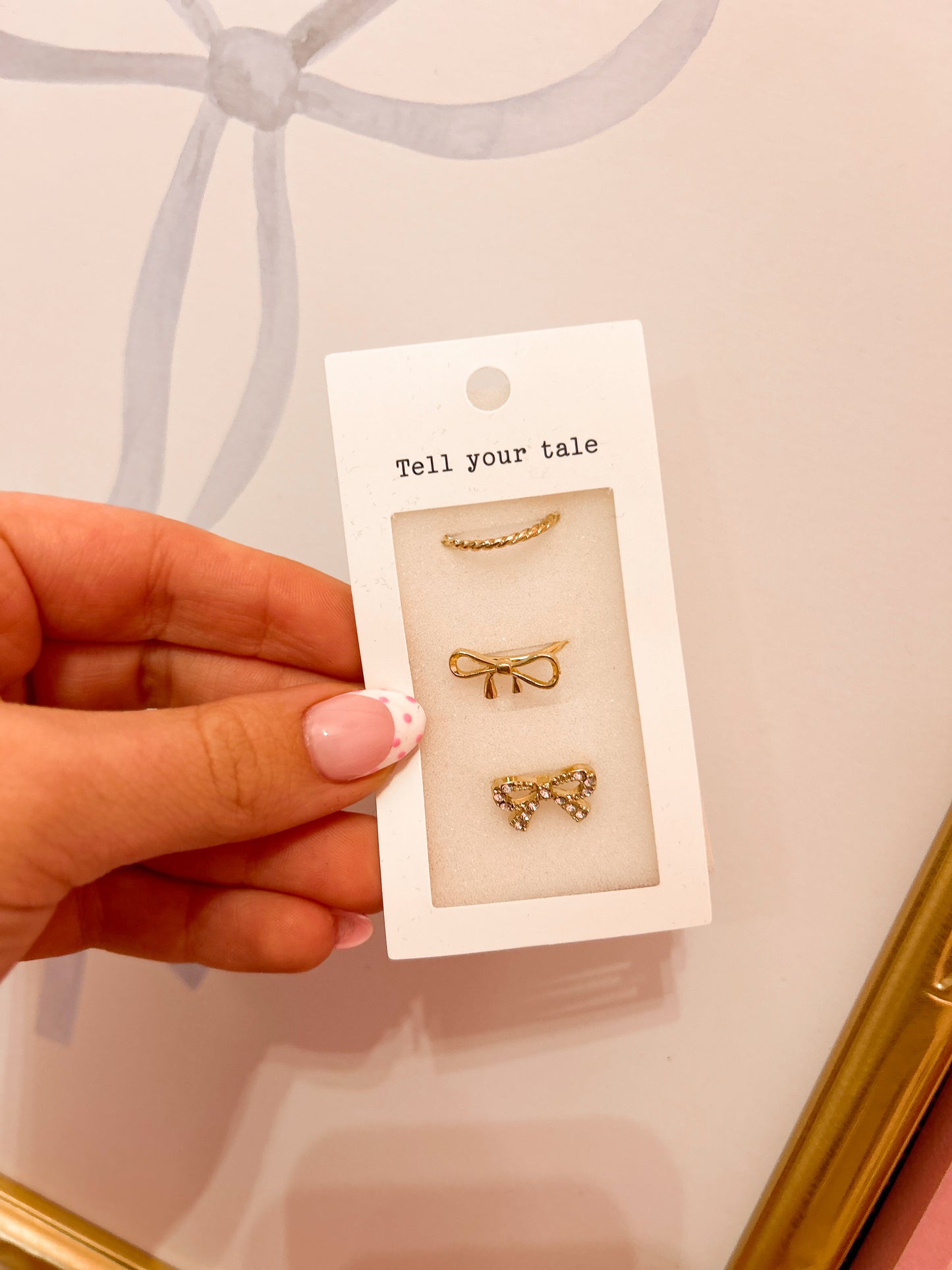 Gold Bow Ring Set