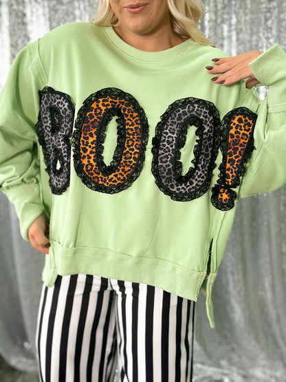 {BOO} Oversized Patchwork Crewneck