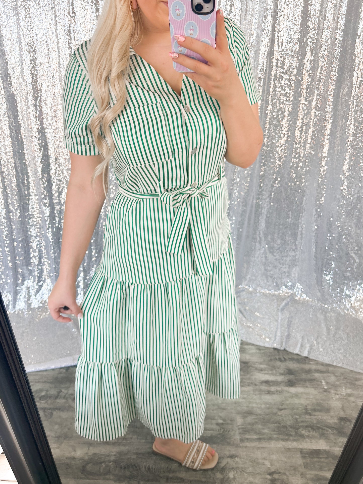Kelly Green Striped Maxi Dress