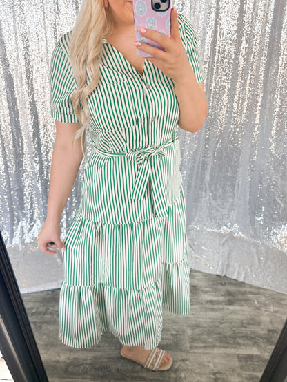 Kelly Green Striped Maxi Dress