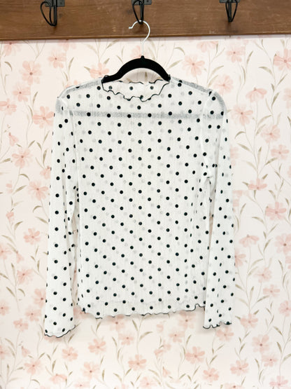 Polka Dot Mesh Top