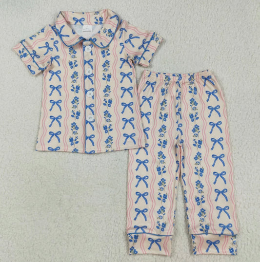 Blushing Blues Bow Pj Set