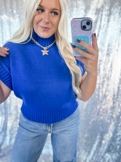 Royal Blue Mockneck Sweater Top